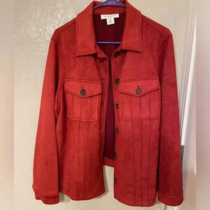 Skye's the Limit Women's Pleated Faux Suede Jacket Career Business Blazer 2X